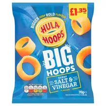 Hula Hoops Sharp Salt & Vinegar Flavour Big Hoops 70g